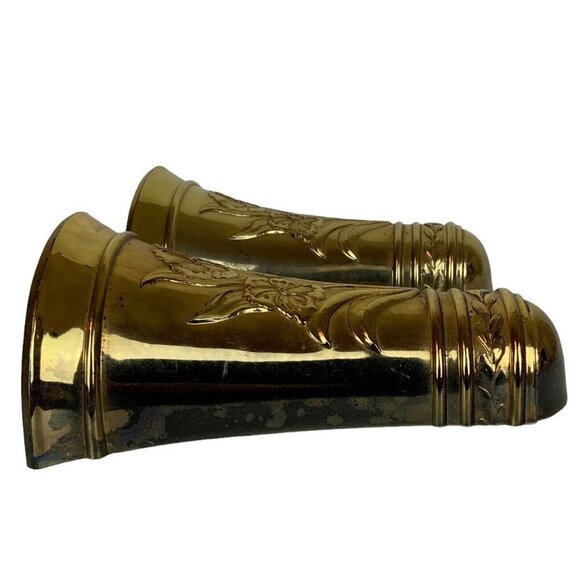 Homco Floral Embossed Wall Pockets Vases 1985 Goldtone Plastic 9.5 inch - Picture 3 of 8